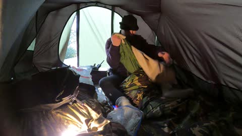 In the Snugpak Scorpion 3 tent 12th Dec 2022