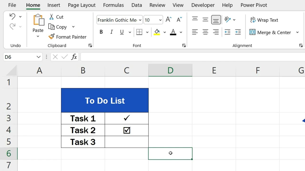 How to insert check mark in excel?