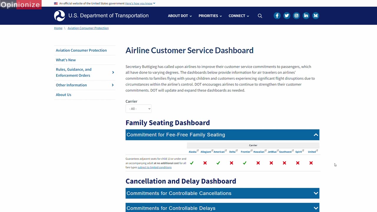 Holiday travel, flight delays & cancellations, DOT information