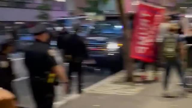 New Yorkers gather outside Pace University as gubernatorial debate gets underway