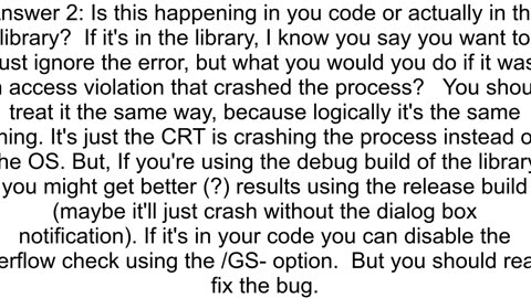 How to disable buffer overflow checking in the Visual C Runtime