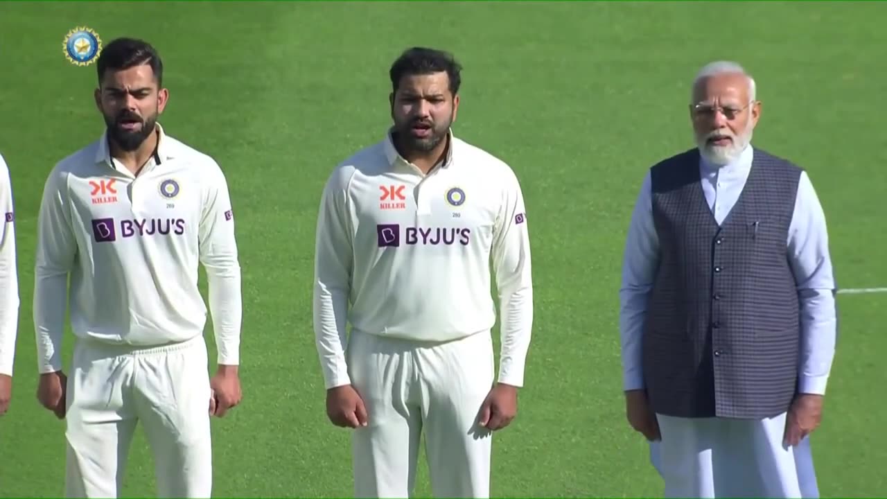 PM Modi & PM Albanese during National Anthems at Narendra Modi Stadium - Ind vs Aus- 4th Test Match