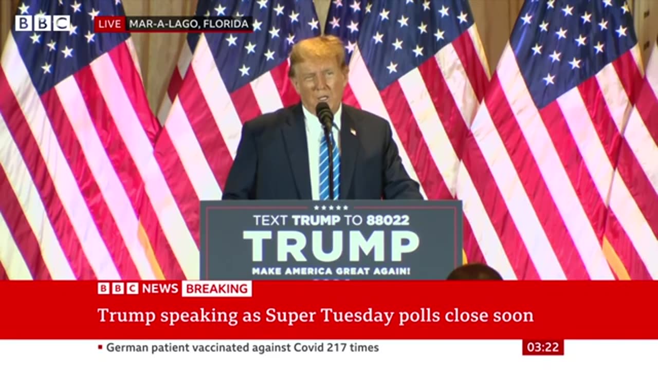 Trump attacks Biden in Super Tuesday speech and makes no mention of Haley _ BBC News