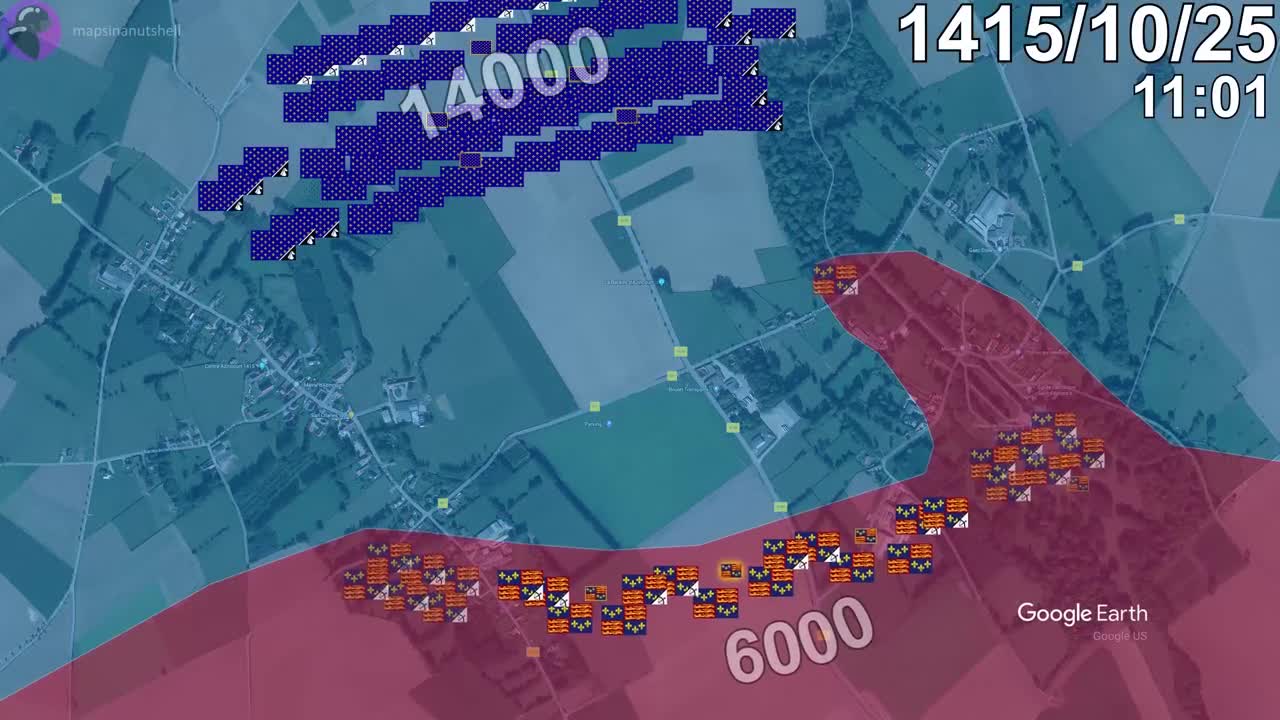 Battle of Agincourt in 1 minute using Google Earth