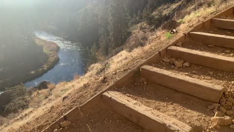 Trail Perspective of Asterisk Pass – Smith Rock State Park – Central Oregon – 4K