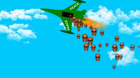 Simulation of an airplane dropping bombs