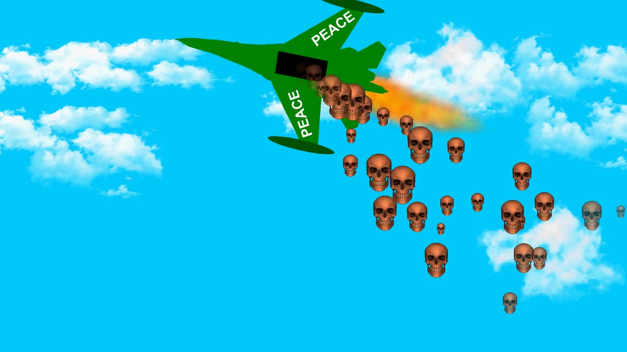 Simulation of an airplane dropping bombs