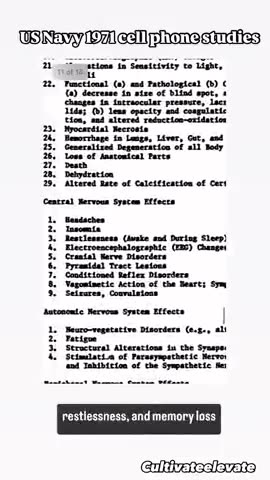 1971 US Navy Cell Phone Study Data - 5G is a BIOWEAPON!