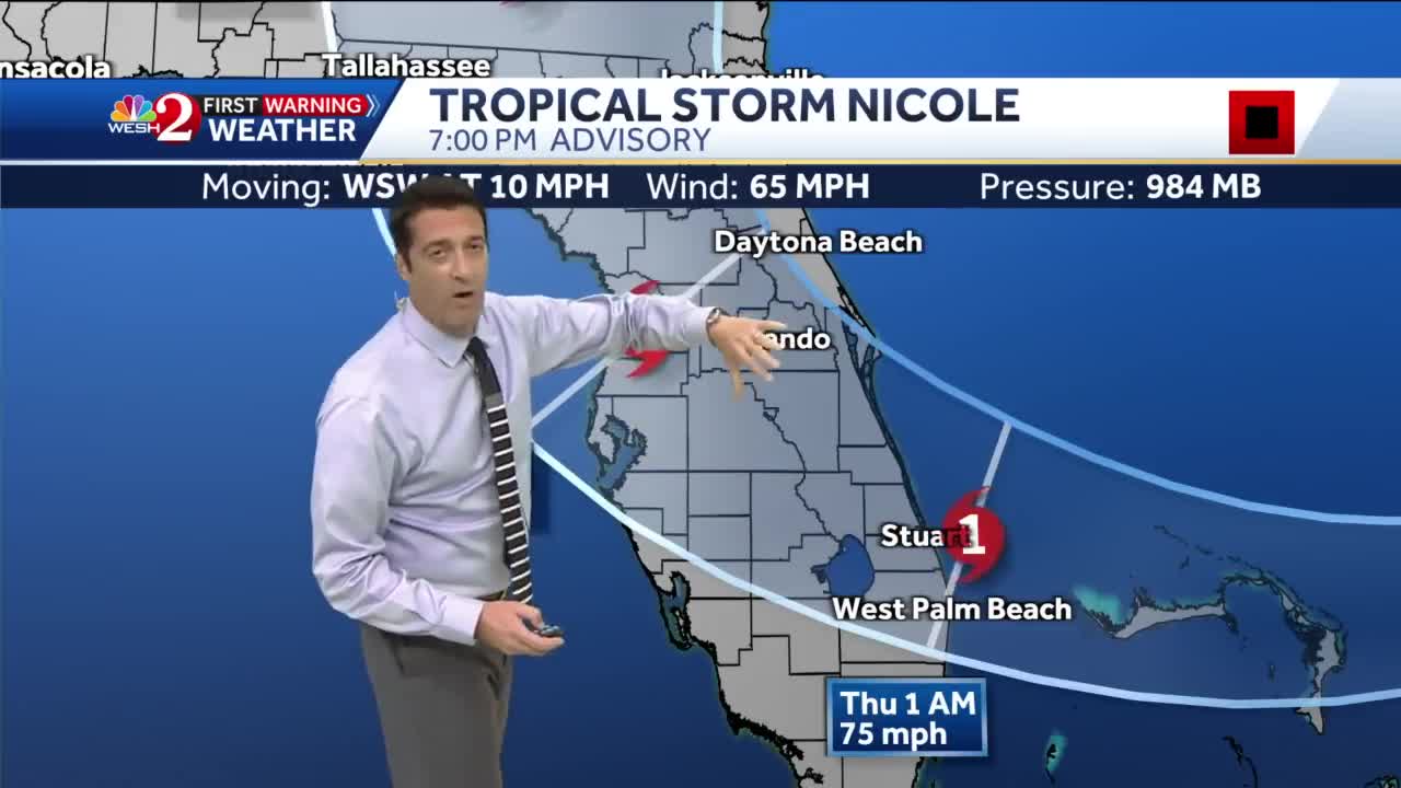 Tracking Tropical Storm Nicole 8 pm