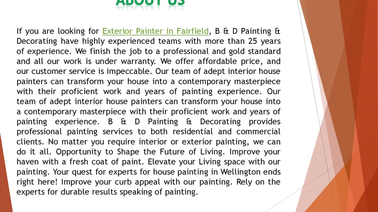 If you are looking for Exterior Painter in Fairfield