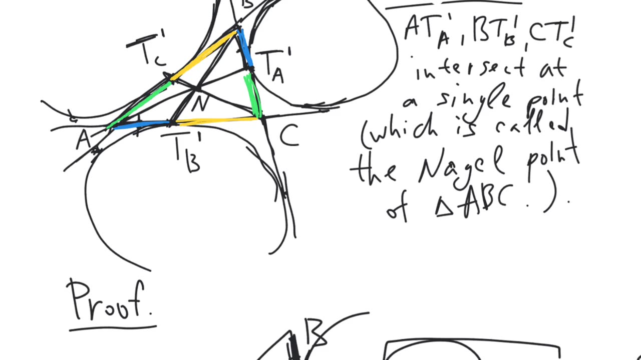 The Nagel point of a triangle | plane geometry | intermediate level