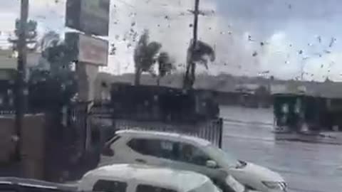 Tornado rips roofs off buildings, destroys cars in Montebello, California #Shorts