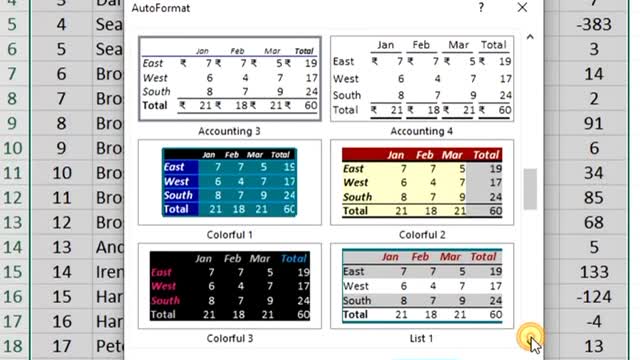 How to Format Table using AUTOFORMAT in excel