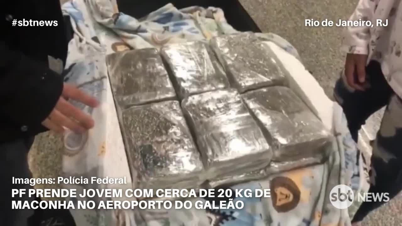 PF prende jovem com cerca de 20Kg de maconha no Galeão