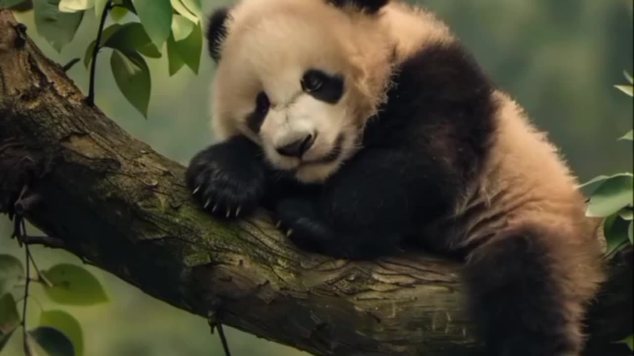 Baby panda bear pondering life