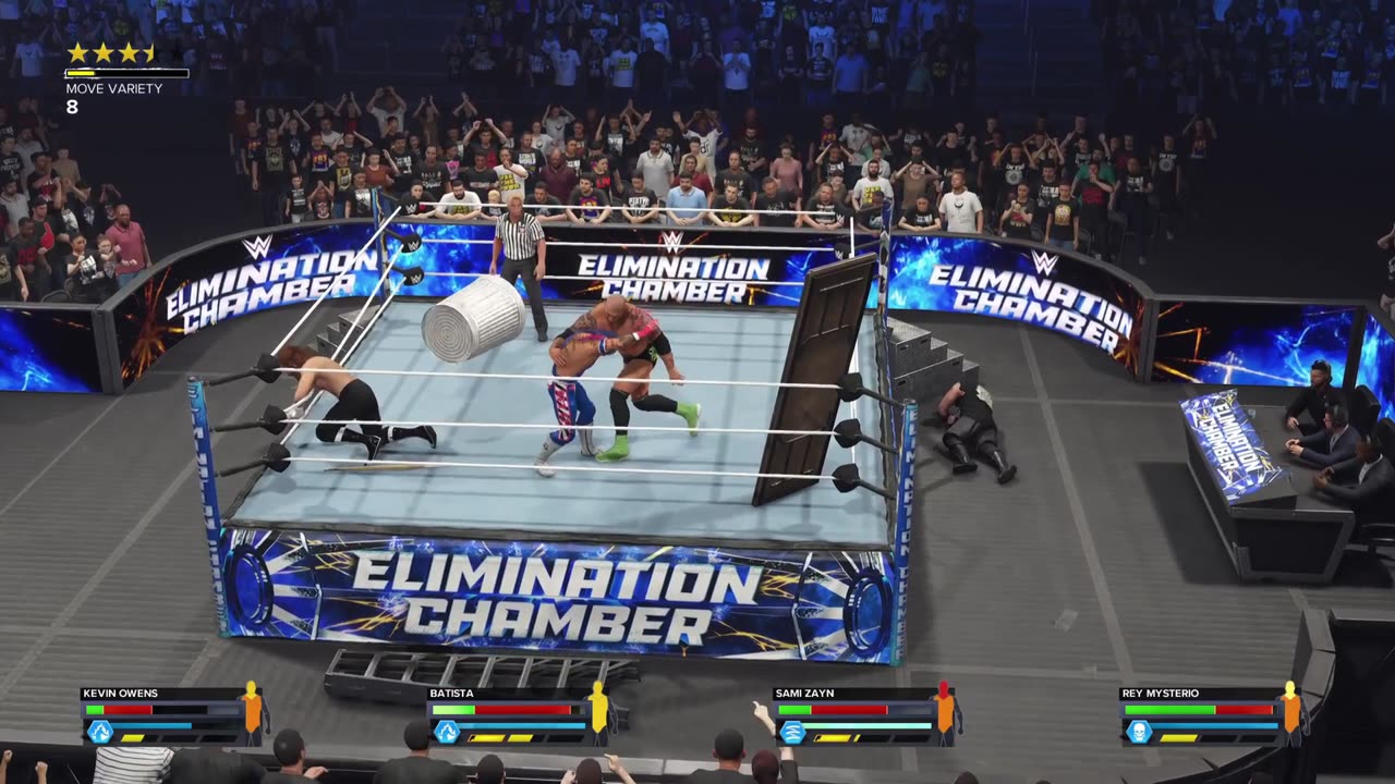 WWE 2K24 Batista VS Rey Mysterio VS Kevin Owens VS Sami Zayn - Falls Count Anywhere Match