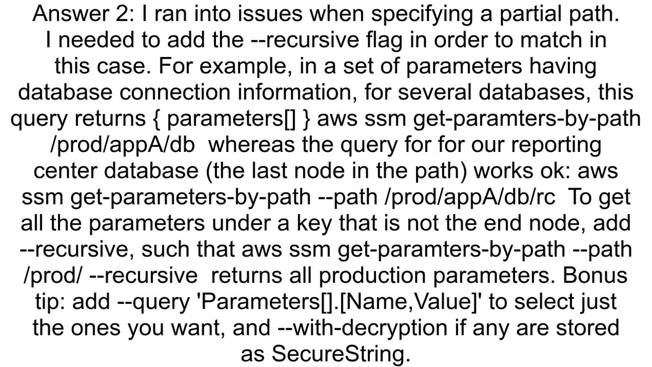 How to correctly specify path in aws ssm getparametersbypath
