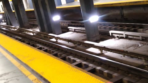 Amtrak train on the platform at New York penn station