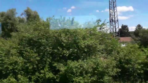 Railway crossing from train Hungary