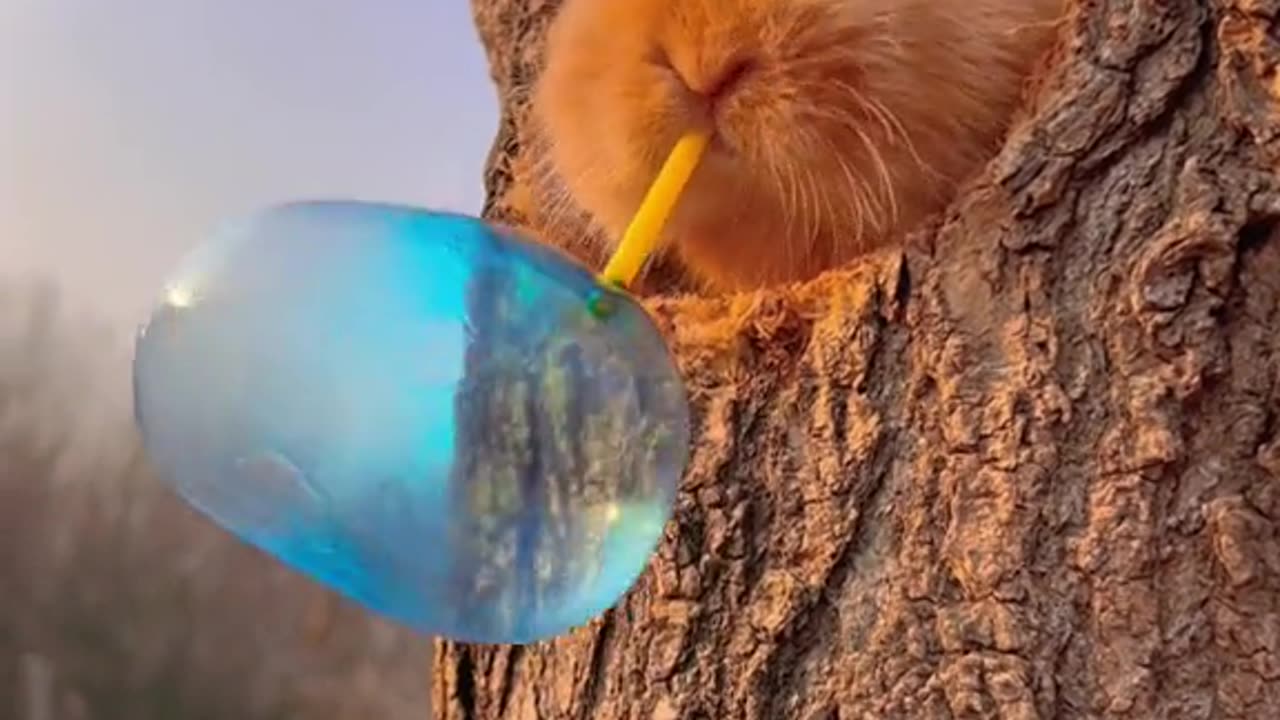 bunny inside bark of the tree