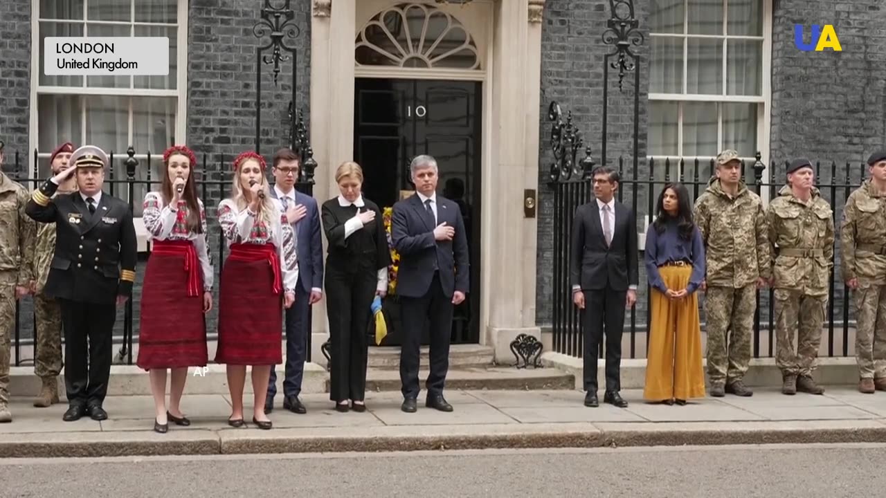 UK PRIME MINISTER SUNAK LED A MINUTE OF SILENCE TO MARK THE ONE YEAR OF RUSSIAN FULL-SCALE INVASION