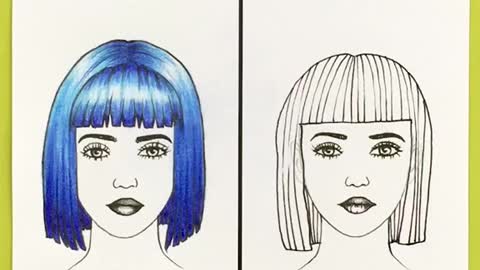 Blue Fringe 👩🦰💙 #drawing #howtodraw #tutorial #art #foryou