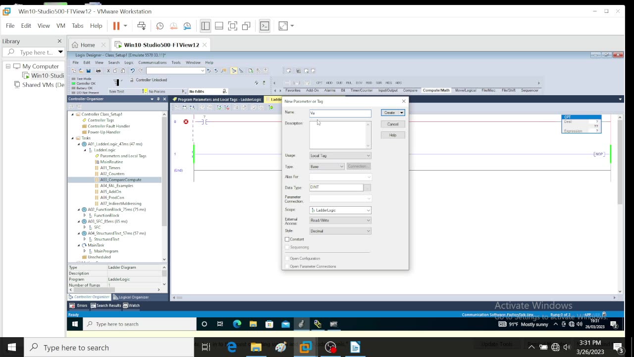 RSLogix Studio 5000 - Compute and One Shot instruction