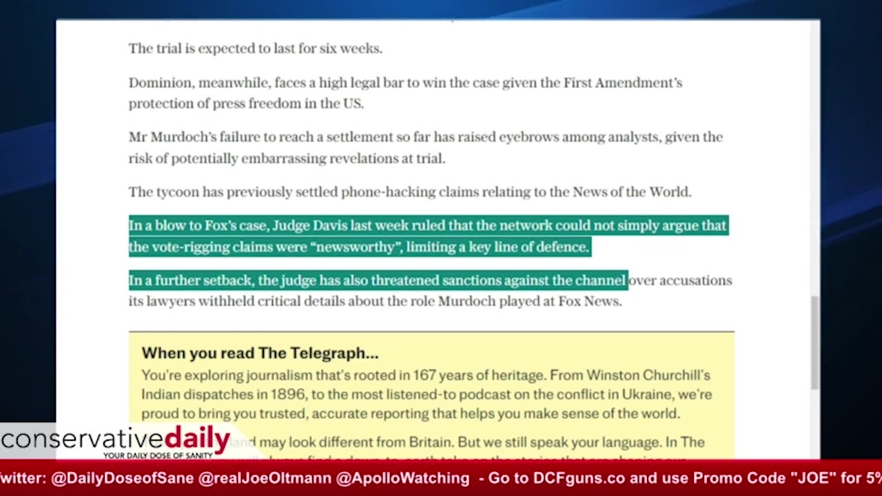 Conservative Daily: Does Fox Intend to Settle Instead of Fighting for the Truth of Election Integrity? With David Clements