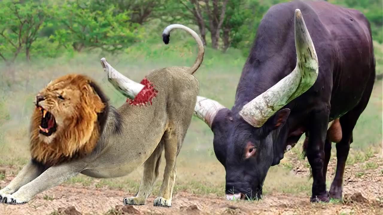 God Gave Strength To Buffalo Leading Herd Rescues His Teammates From Lion Chase - Wild Animal Attack