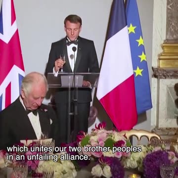 Britain's King Charles, Macron raise toast at banquet in Versailles palace