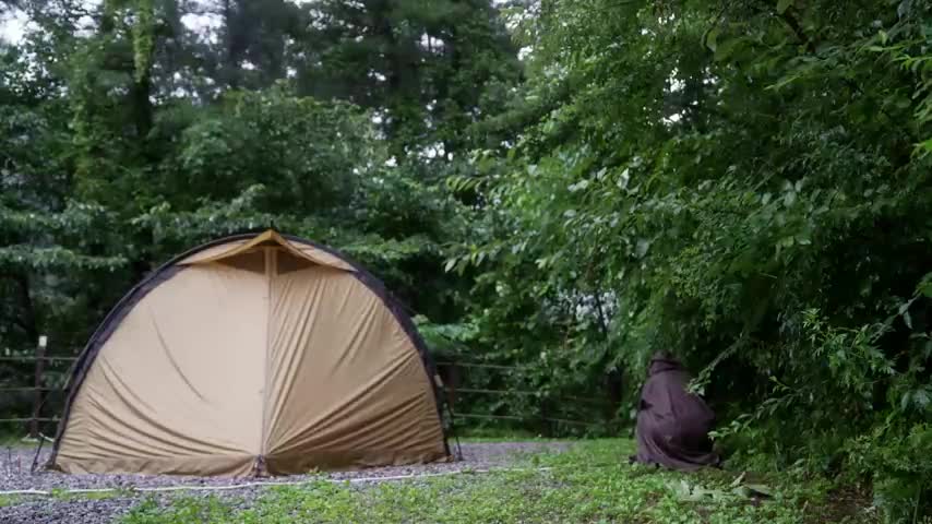 Camping in the Rain Rainstorm Enjoying Relax Solo Tent Shelter Camping Rain ASMR