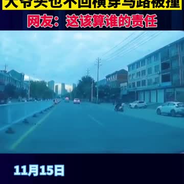 The old Chinese man was hit by a car while crossing the road