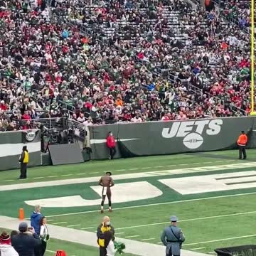 Antonio Brown leaving the field after taking off his jersey and shirt and throw them into the stands