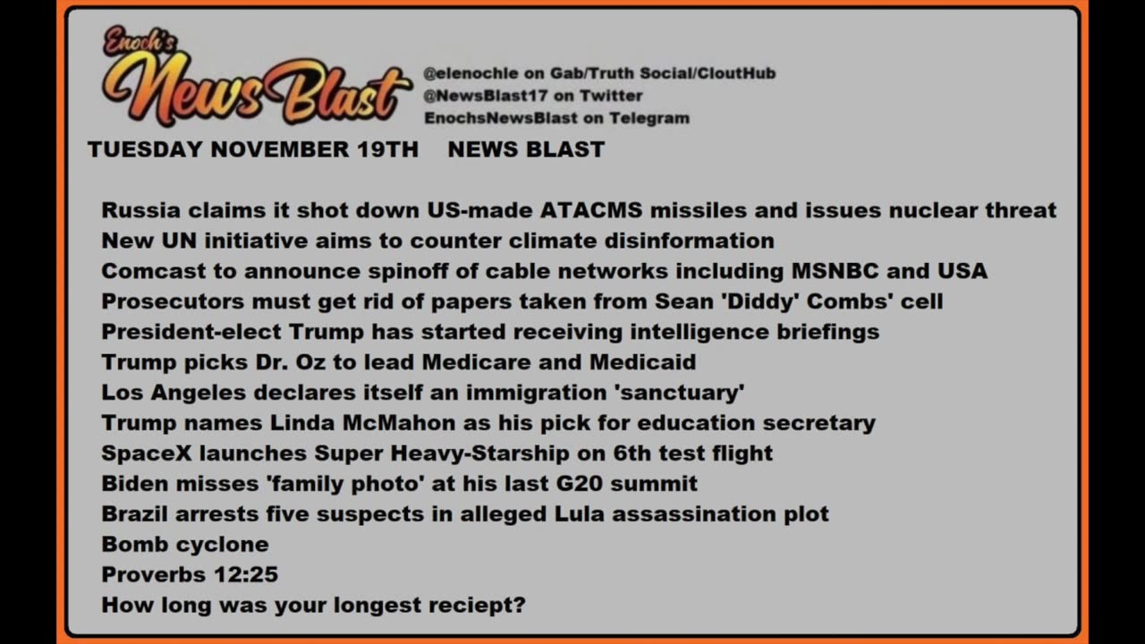 Tuesday, November 19, 2024 News Blast