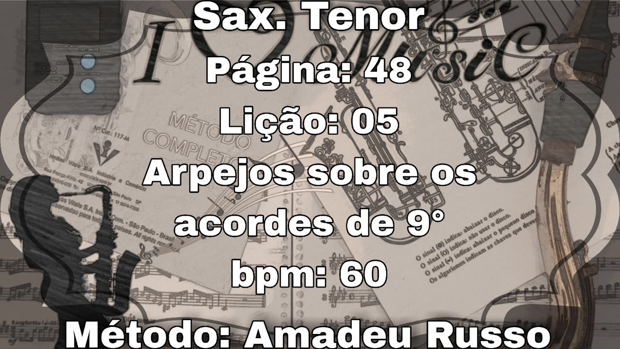 Página: 48 Lição: 05 Arpejos sobre os acordes de 9° - Sax. Tenor [60 bpm]