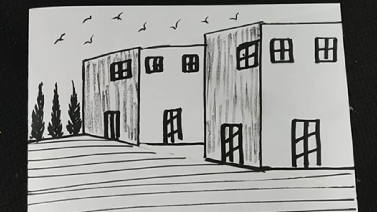 How to draw Home / House on computer | Simple Home Drawing on computer using Ms Paint Easily.