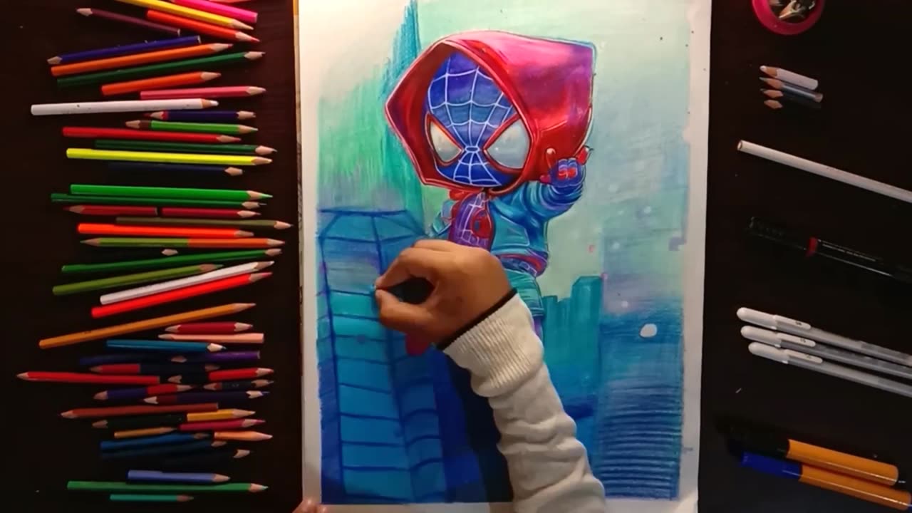 Drawing spider man