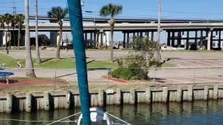 Shawna's first time taking SV Imagine off the dock her self.