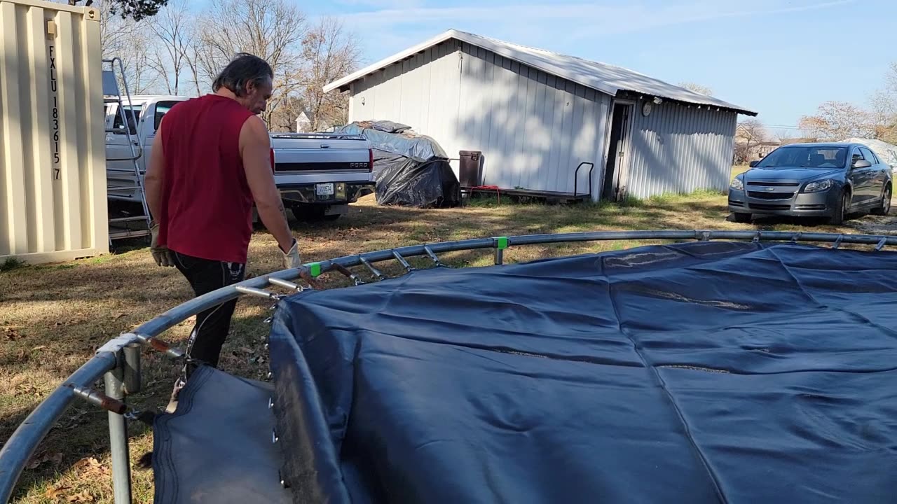 INSTALLING THE NEW CANVAS PLATFORM on the TRAMPOLINE