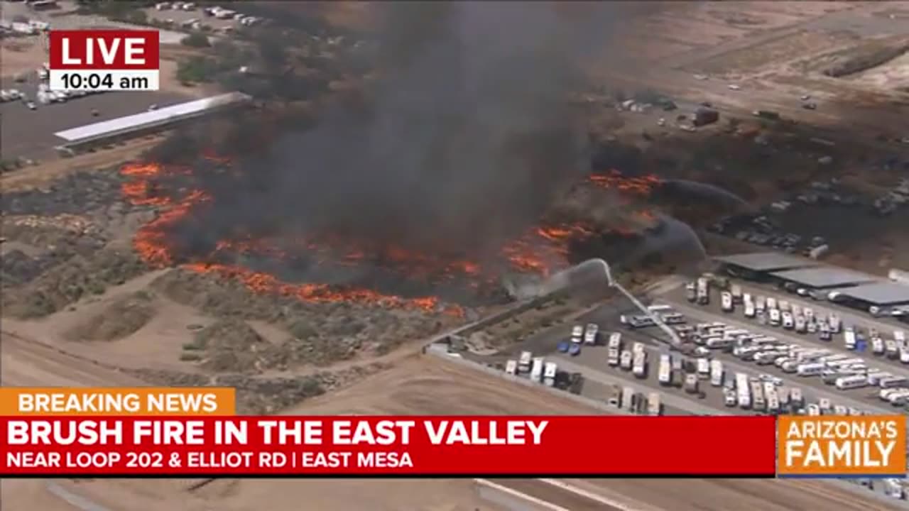 Massive mulch fire burning near Loop 202 in the East Valley.