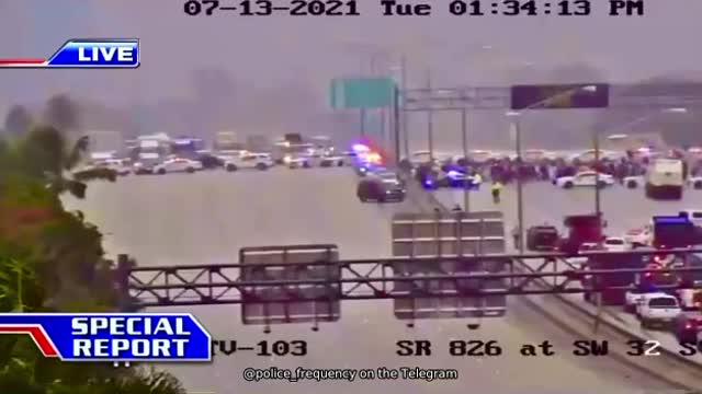 Protesters are blocking a major 12-lane expressway in Miami, Florida