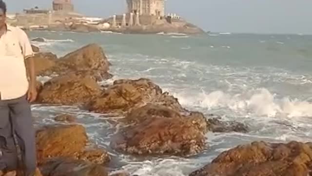 South Indian sea seen the name of a place kanyakumari