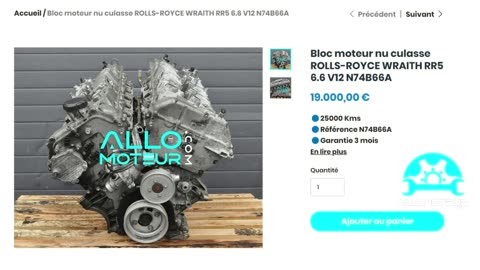 ALLOMOTEUR.COM - Bloc moteur nu culasse ROLLS-ROYCE WRAITH RR5 6.6 V12 N74B66A