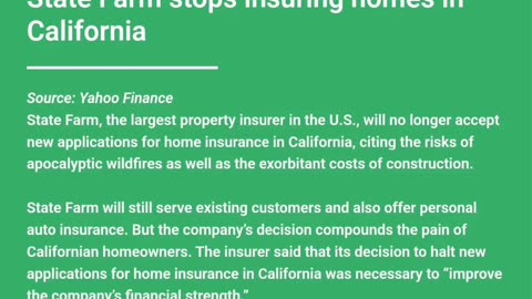 Urgent Announcement!!! State Farm Stops Insuring Properties in California. Now What???