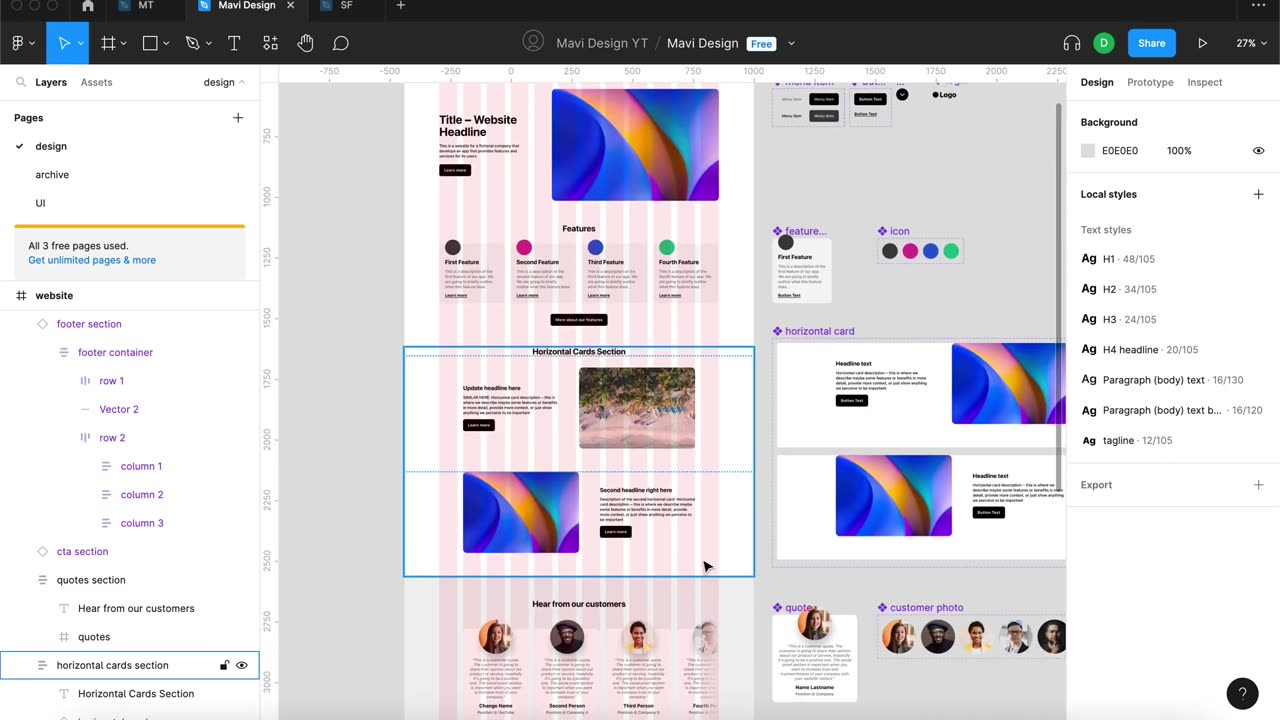 WEB DESIGN IN FIGMA ep.08 The Footer Section – Free UX UI Course