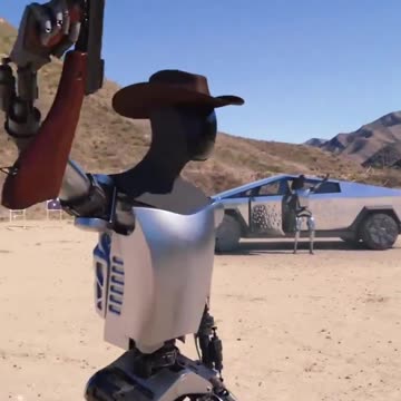 Optimus testing to see if the Cybertruck is bulletproof