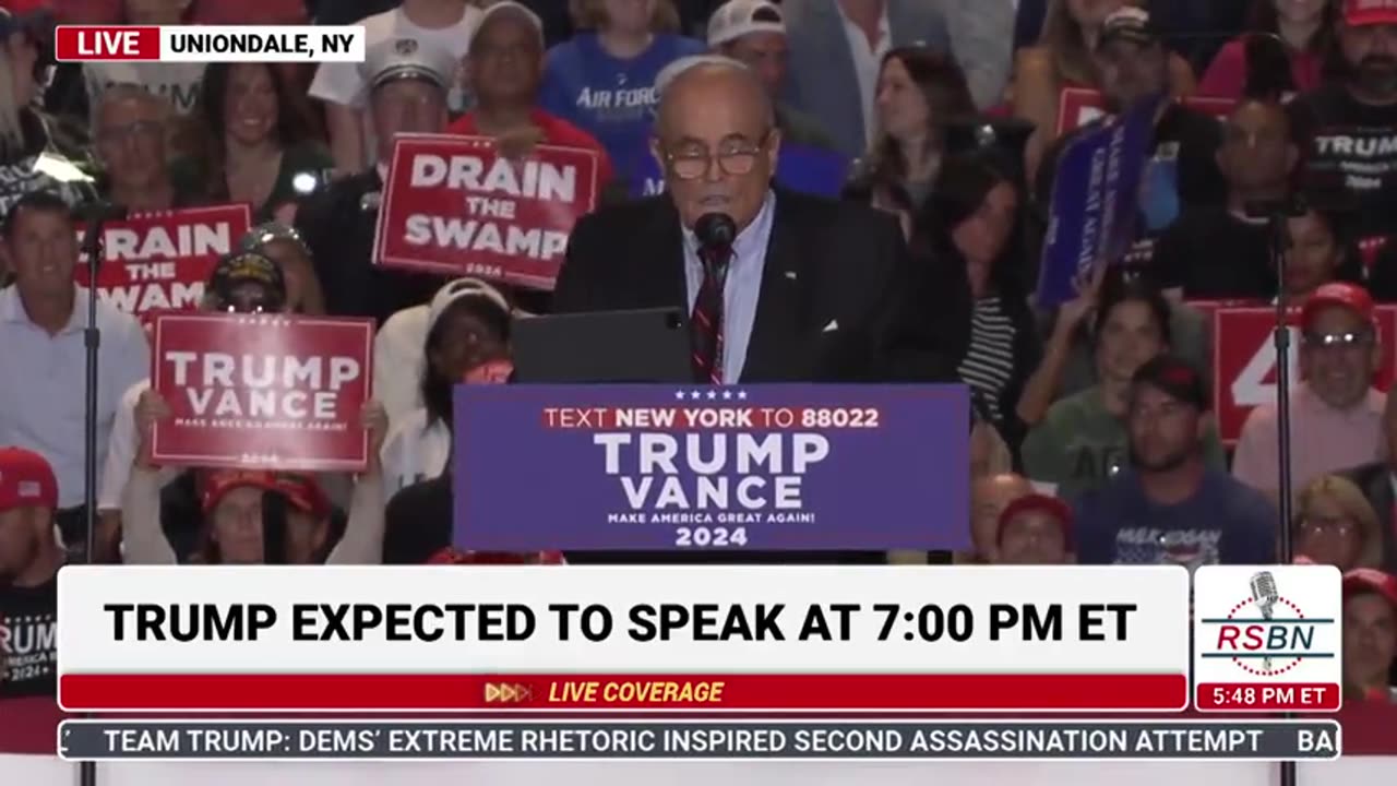 Mayor Rudy Giuliani at Trump Rally in Uniondale, NY - 9/18/24