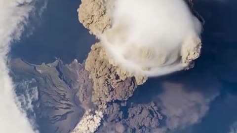 This is what an erupting volcano looks like from space.