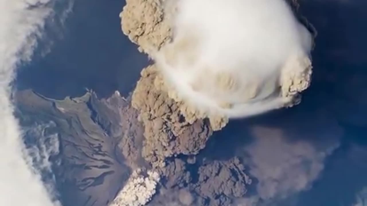 This is what an erupting volcano looks like from space.