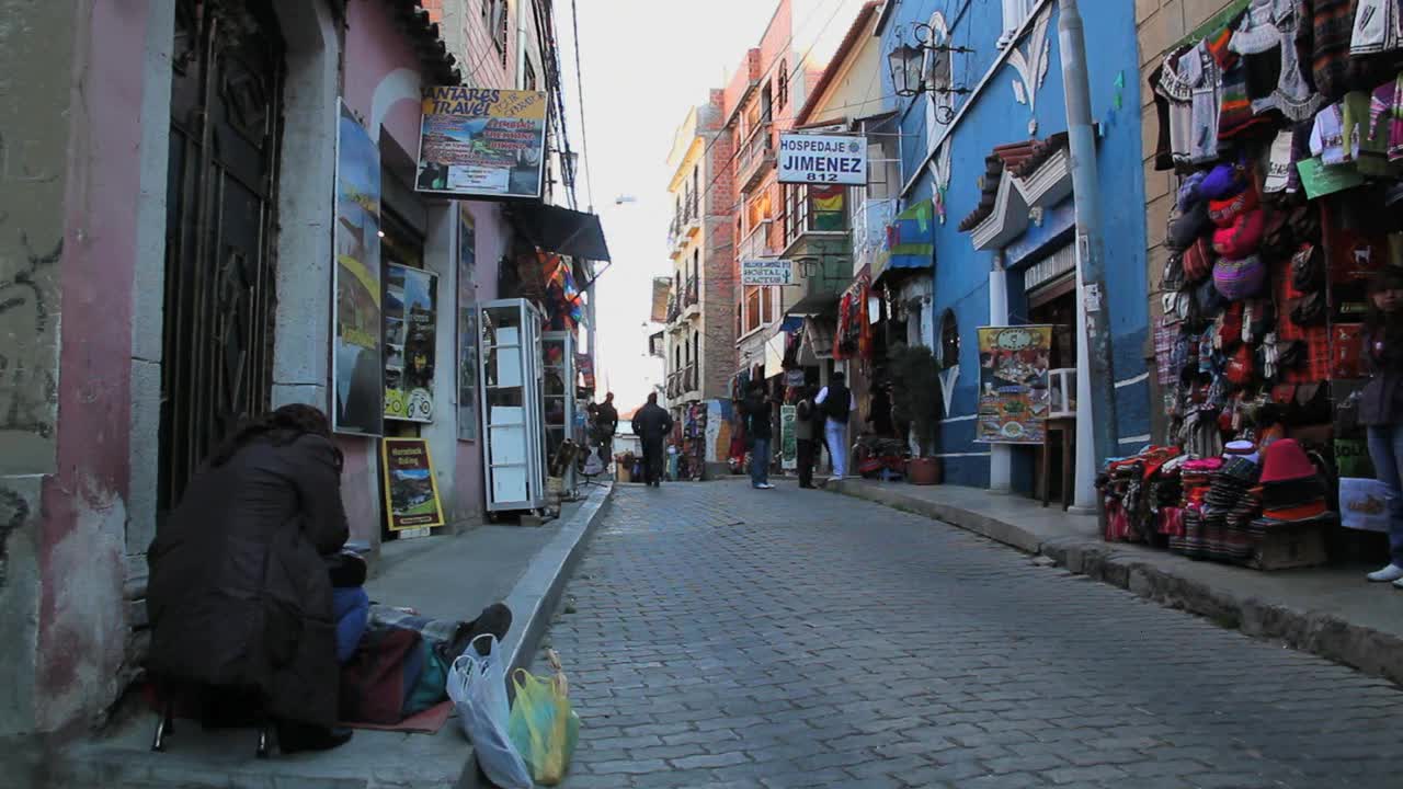 La Paz narrow street man walking c